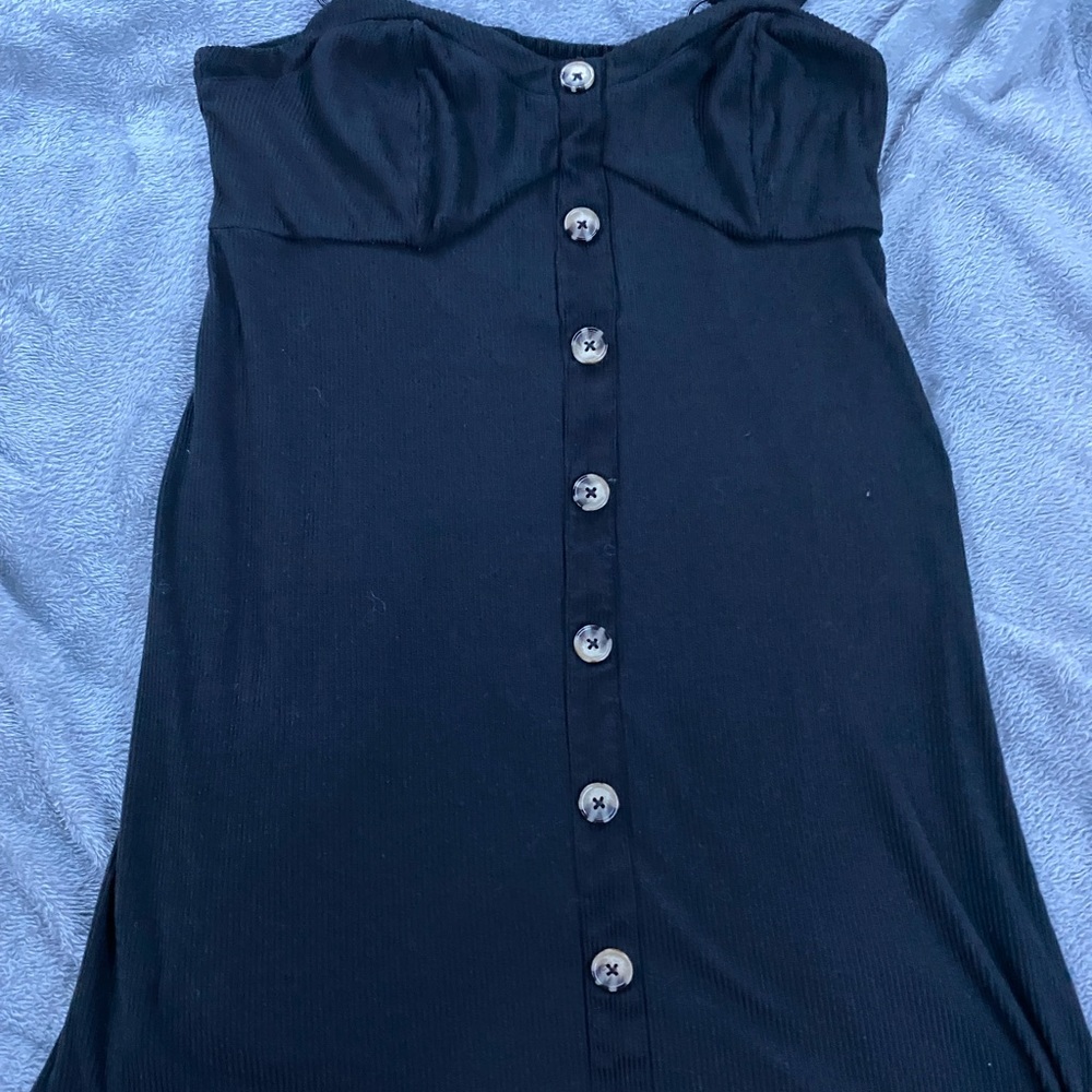 No Boundraies Black Button Dress